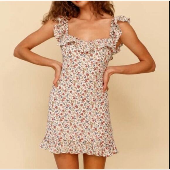 Reformation Paris Mini Dress Women’s 0 Floral Sweetheart Smocked Spring Sorority - Picture 15 of 16